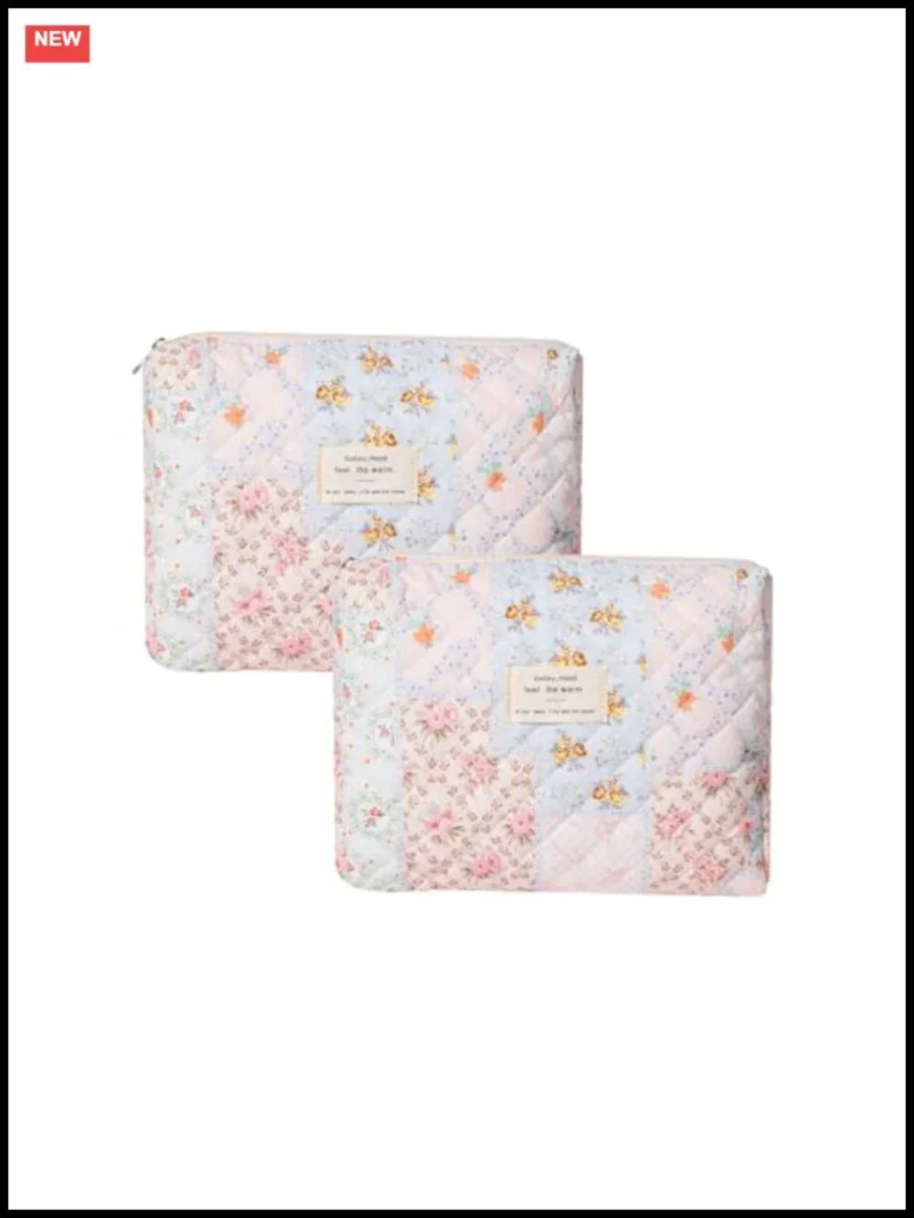 Quilted Cotton Makeup Bag Set of 2 Floral Large Travel Toiletry Organizer